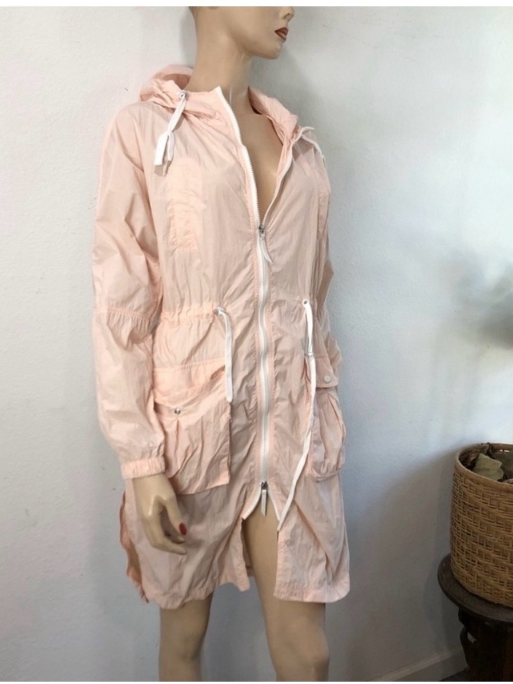 Bershka Pale Pink Hooded Utility Jacket